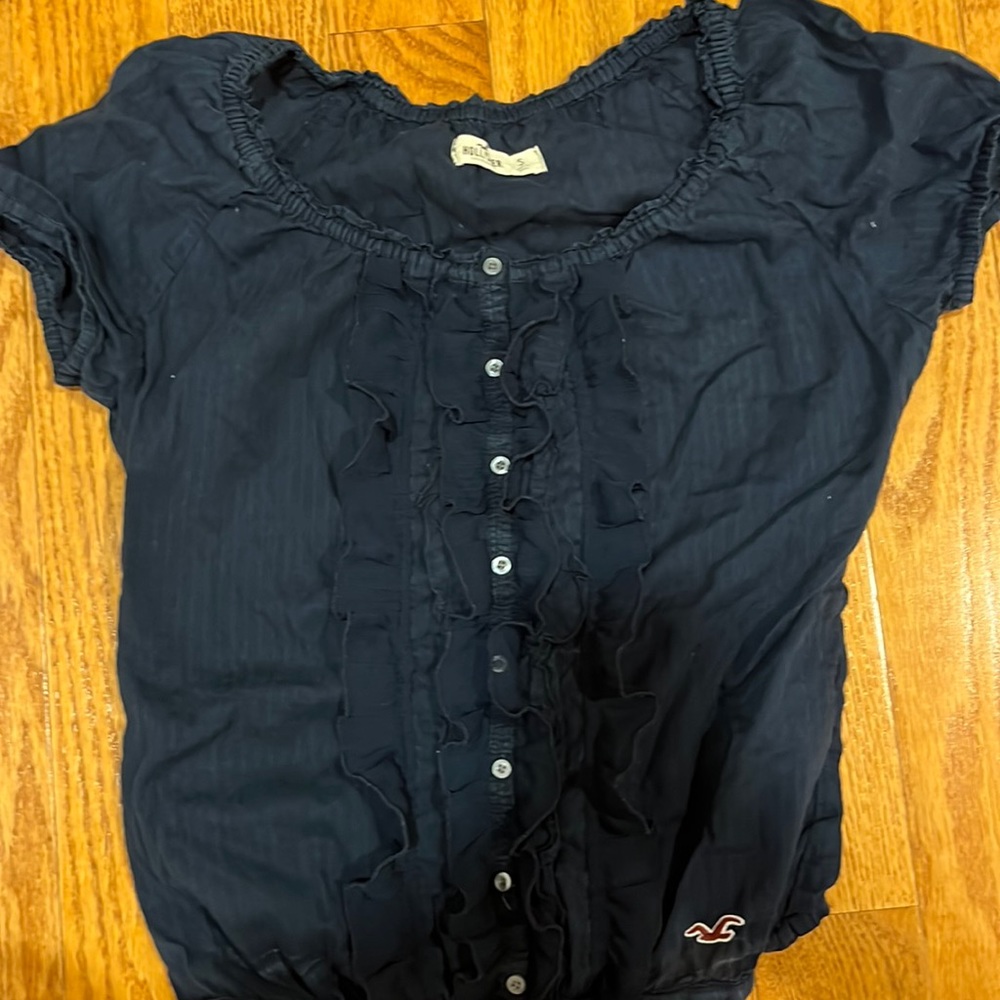 Hollister buttons tie blouse